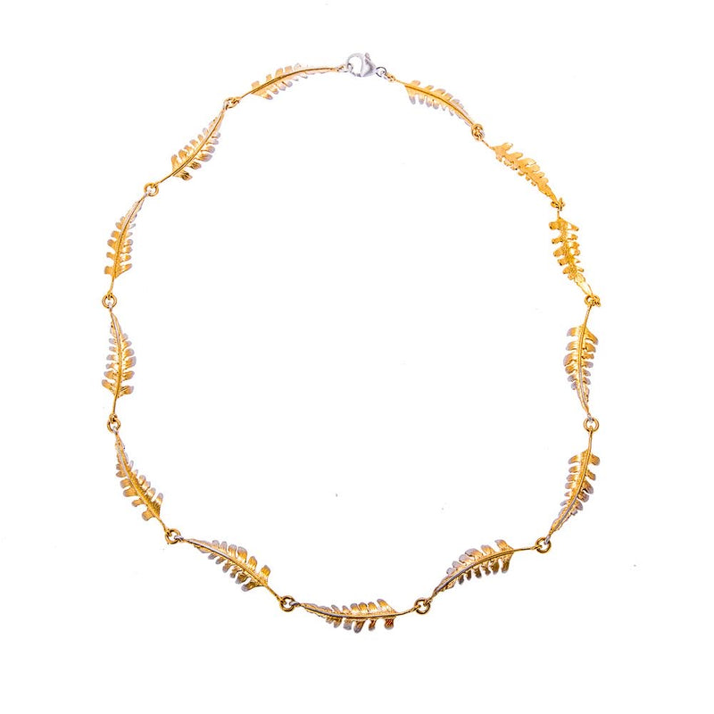 Small Fern Full Necklace Gold Plated
