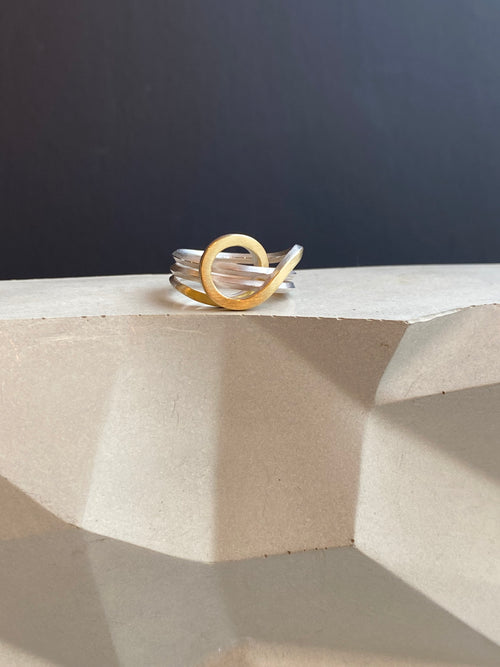 Silver And Gold Swirl Ring