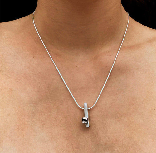 Silver Ingot with Diamond Pendant
