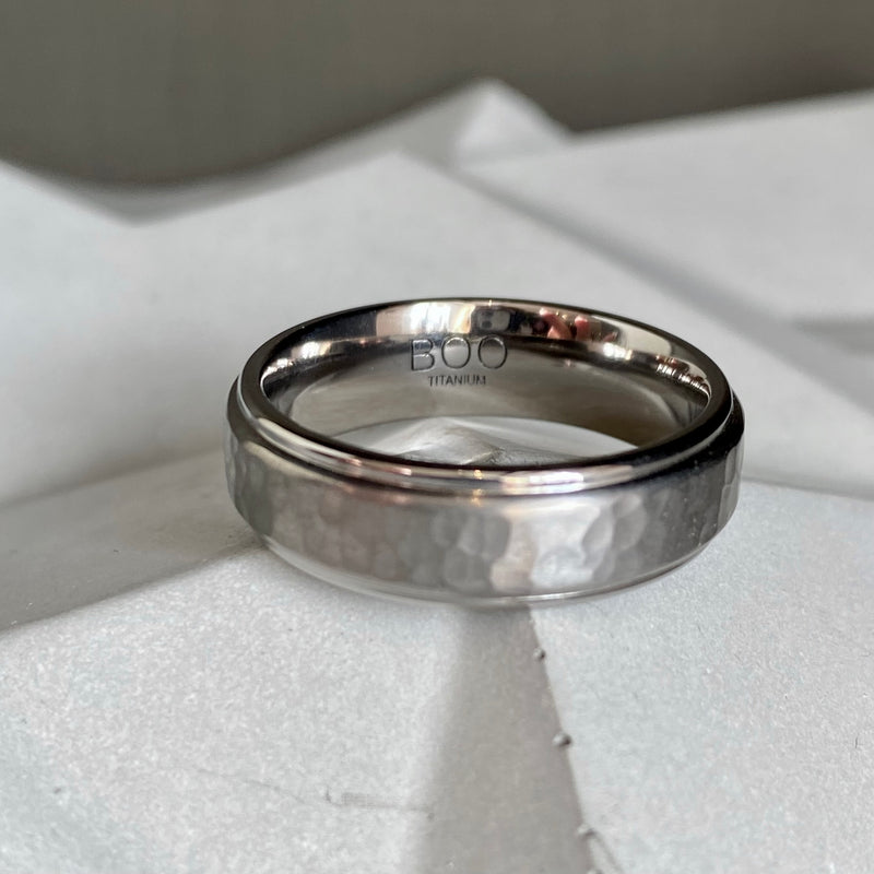 Titanium Hammered Ring