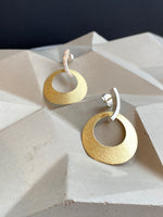 Silver And Gold Disc Drop Earrings