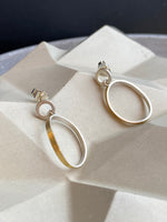 Silver And Gold Oval Drop Earrings