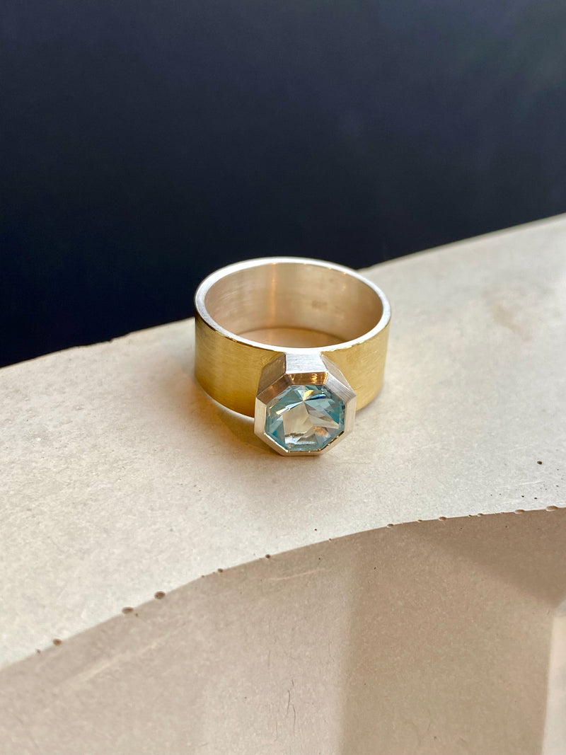 Chunky Silver And Gold Topaz Ring