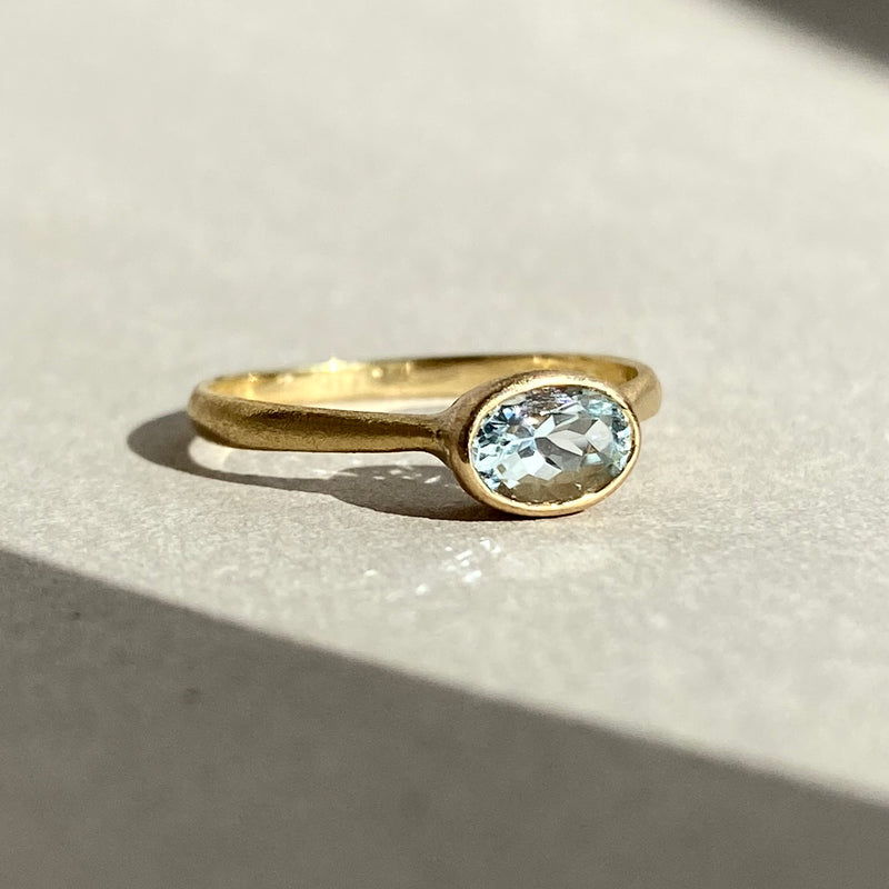 Gold And Aquamarine Oval Ring