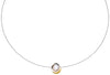 Delicate Gold And Pearl Pendant On Steel Rope