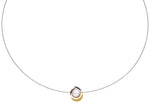 Delicate Gold And Pearl Pendant On Steel Rope
