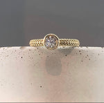 Dotty Textured  Solid Gold Diamond Ring