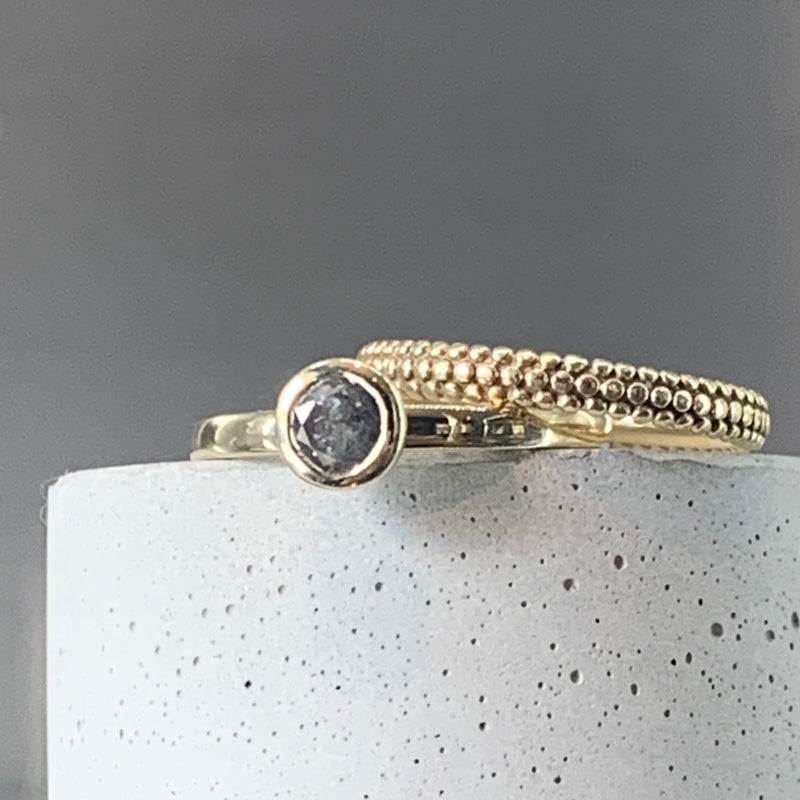 SOLD Dotty Solid Gold Grey  Diamond Ring