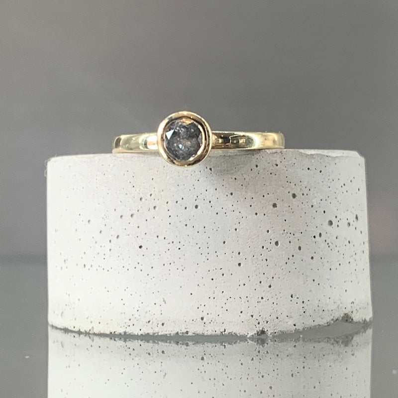 SOLD Dotty Solid Gold Grey  Diamond Ring