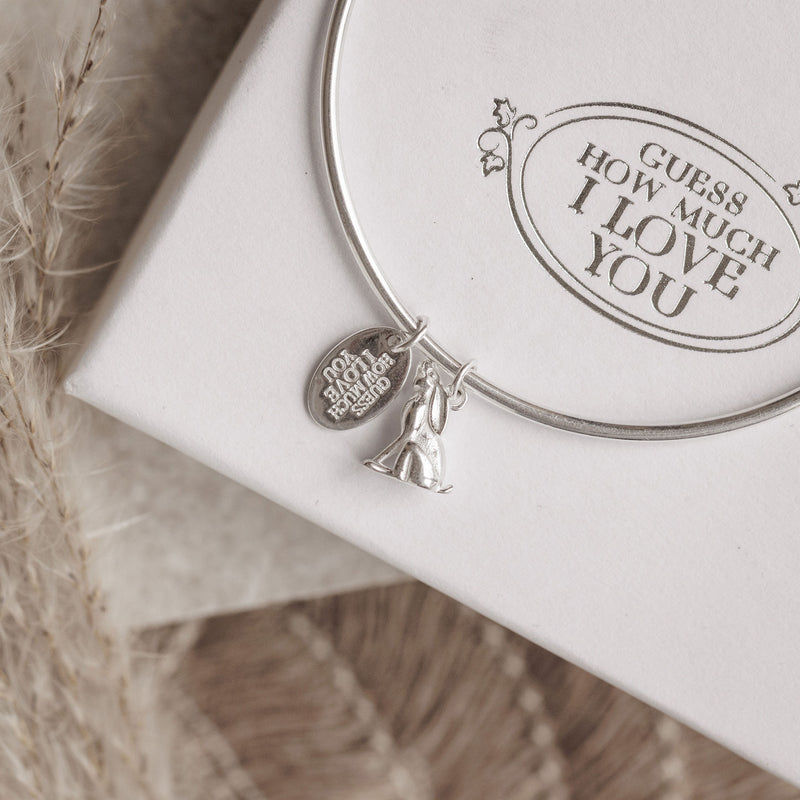 Moongazing Hare Silver Bangle - Guess How Much I Love You Collection