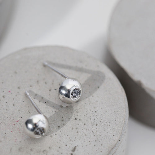 Dotty Silver Grey Diamond Earrings