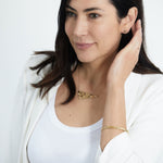 Softy Collection Gold Large  Angular Textured Statement Necklace