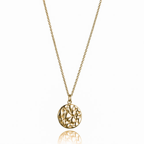 Softy Collection Large Gold Textured Disc Pendant