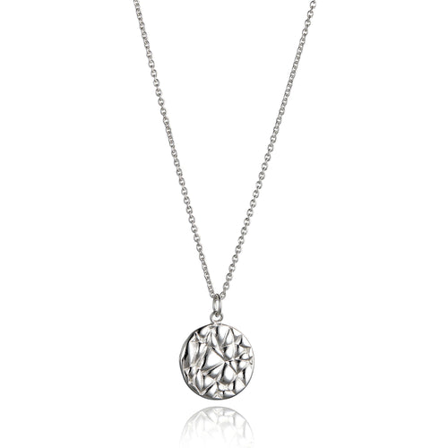Softy Collection Small Silver Textured Disc Pendant