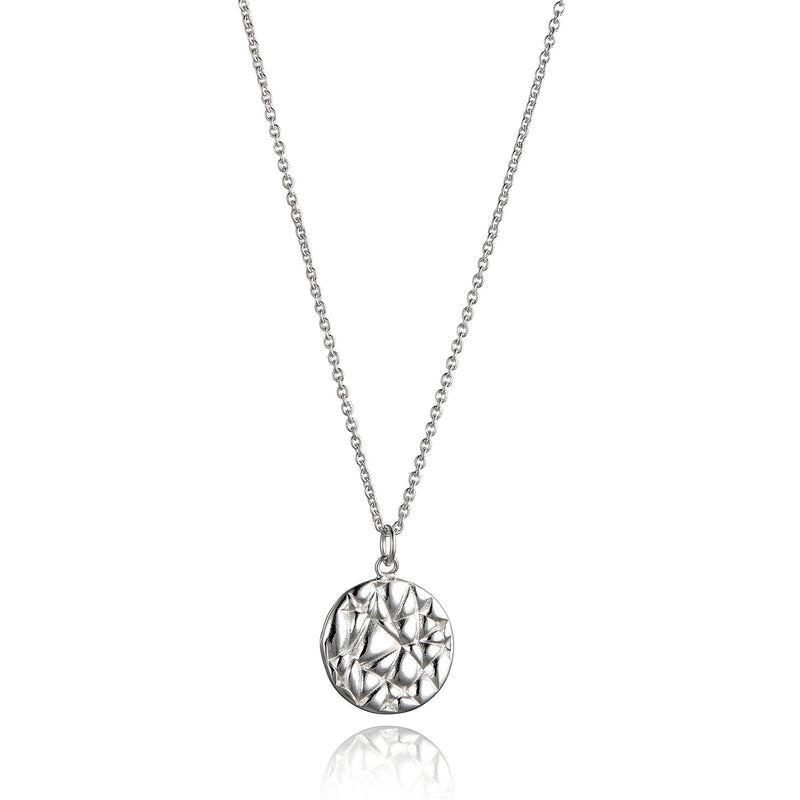 Softy Collection Large Silver Textured Disc Pendant