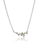 Coral Bar Silver Necklace With Peridot Stone