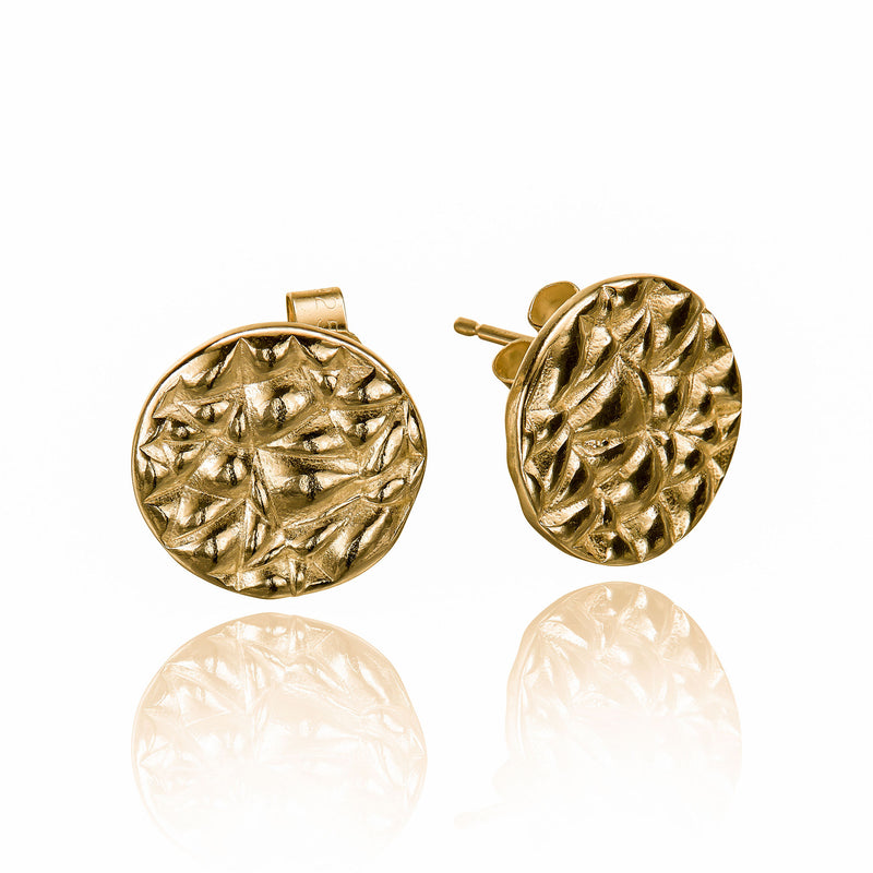 Softy Textured Gold  Large Statement Stud Earrings