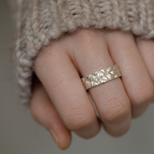 Softy Collection Silver Textured Wide Ring