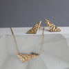 Softy Textured Gold Large Statement Angular Stud Earrings
