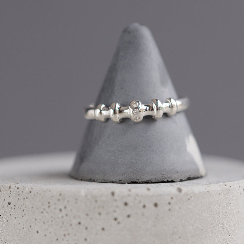 Gazelle Collection Silver Diamond Textured Ring