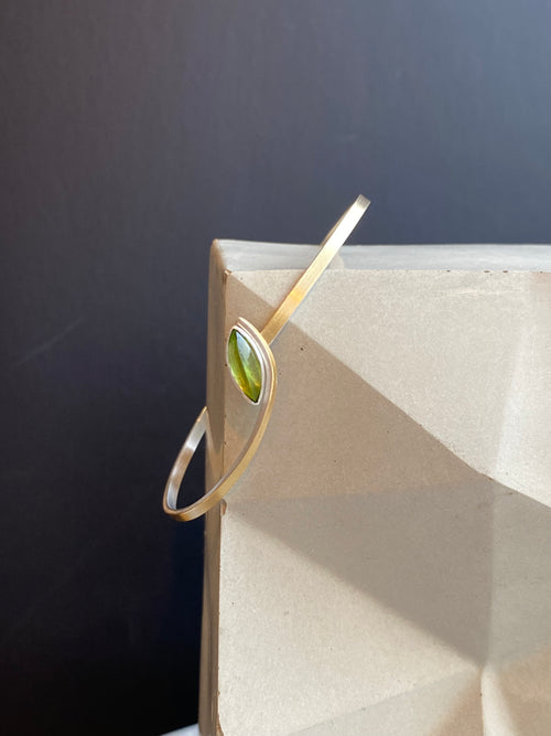 Silver And Gold Peridot Bangle