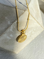 Gold Sun Disc Pendant On Bead Chain