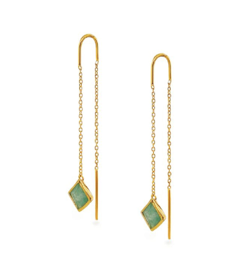 MELROSE PLACE GREEN AVENTURINE THREADER EARRINGS