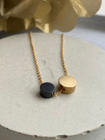 Black + Brass Double Dot Necklace