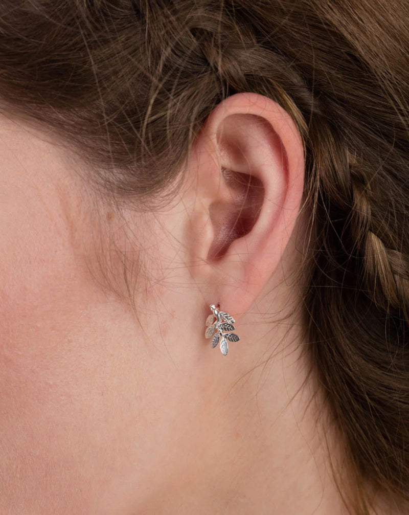 Silver Leaf Stud Earrings
