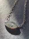 Almond Shape Tourmalinated Quartz Silver Necklace