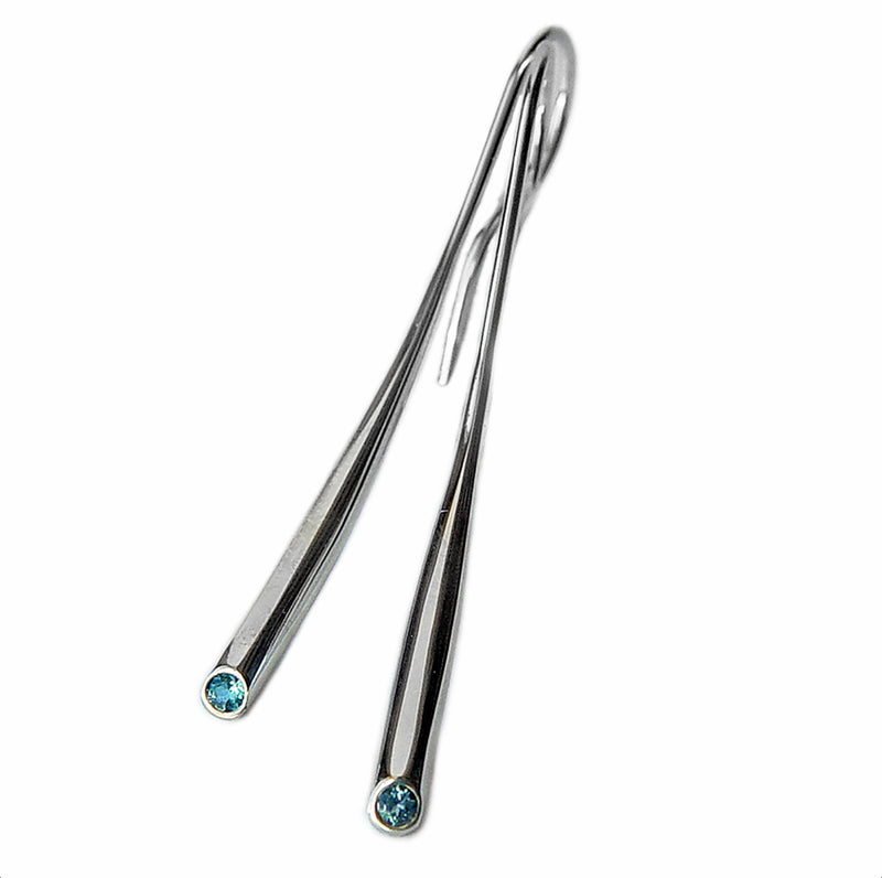 Short Silver Wiggly Drop Earrings