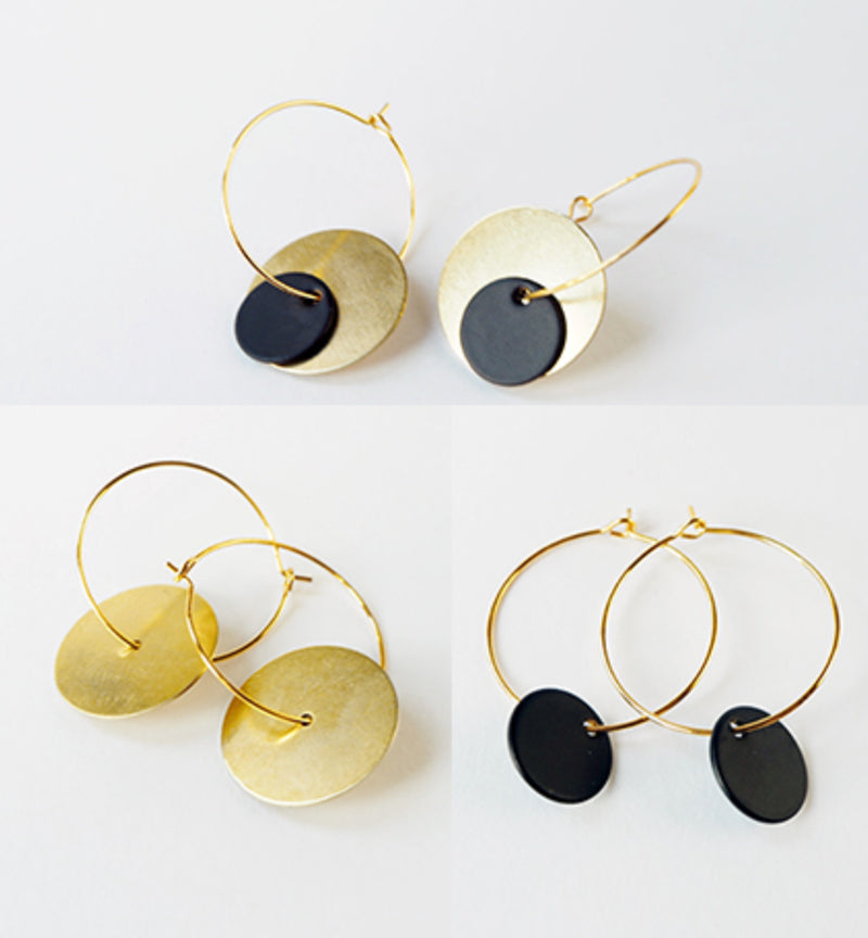 Brass + Black 3-in-one Hoop Earrings