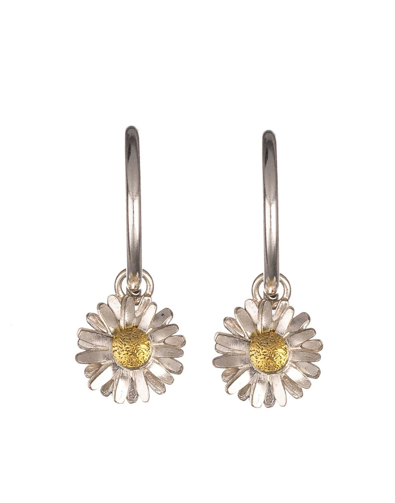 Silver And Gold Daisy Hoop Earrings