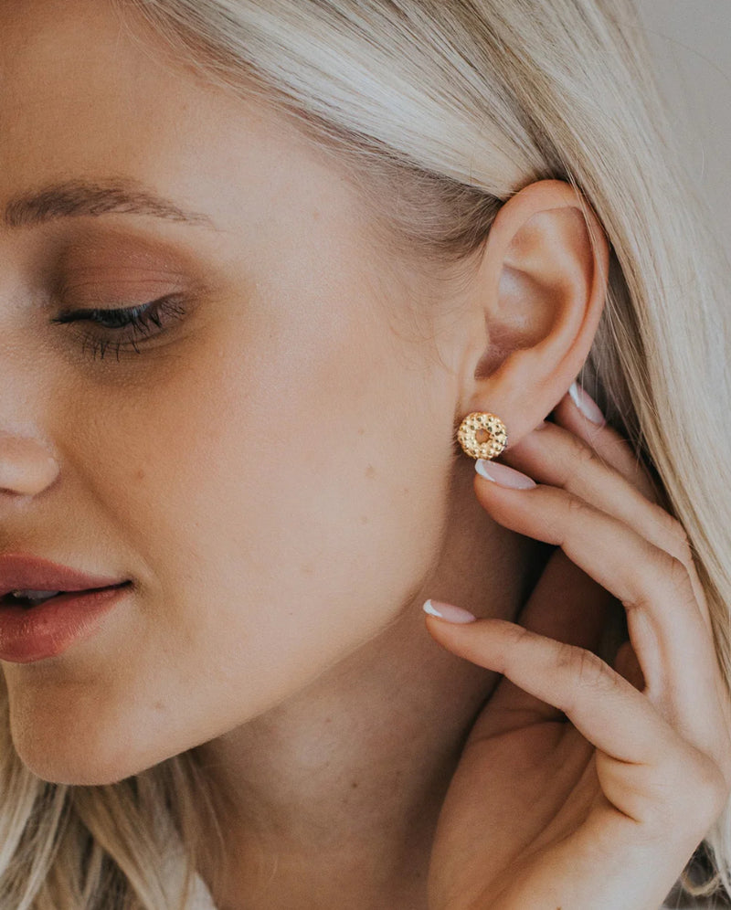 Mini Gold Barnacle Hoop Studs
