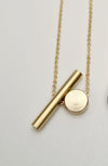 Brass Cylinder And Disc Necklace