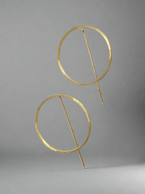 Brushed Gold Open Circle Earrings
