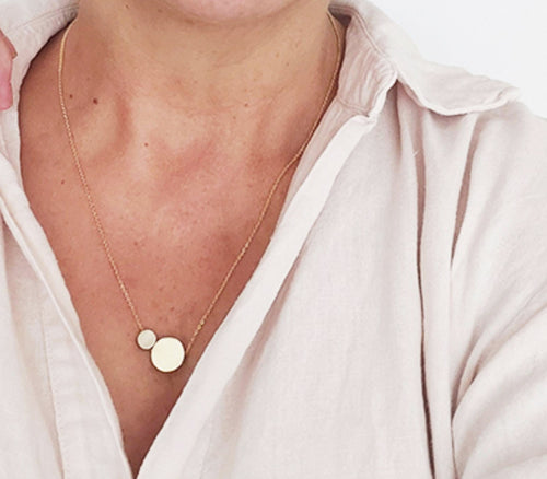 Large And Small Brass Disc Necklace