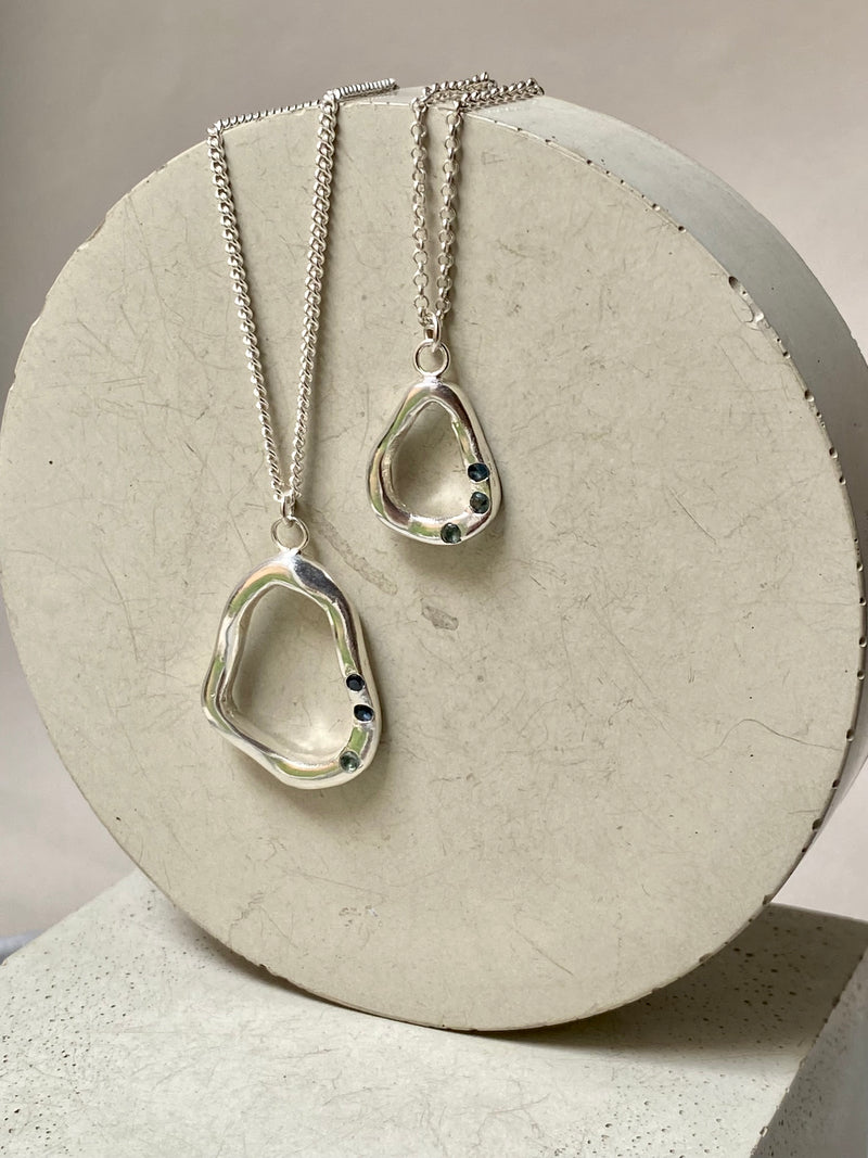Large Sapphire Circle Pendant