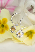 Silver And Gold Daisy Hoop Earrings
