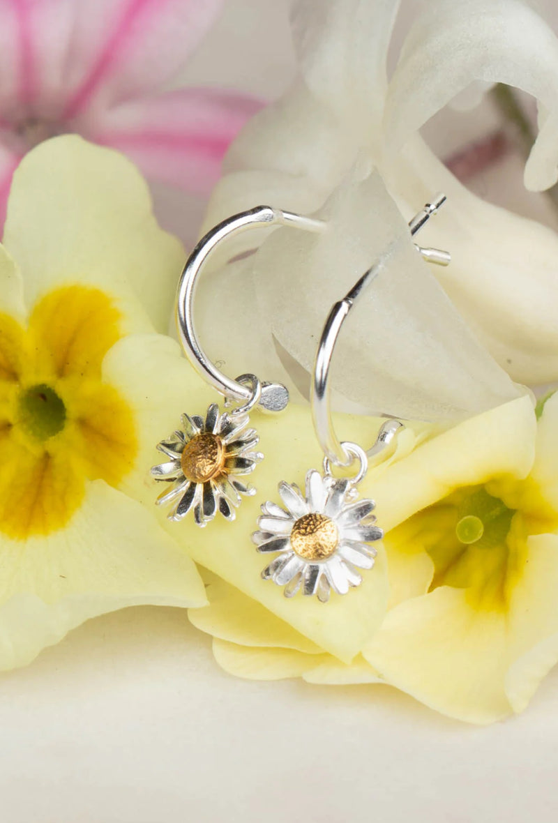 Silver And Gold Daisy Hoop Earrings