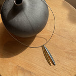 Double Barley Gold Leaf and Oxidised Leaf on Snake Chain