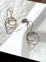 Silver Interlocking Double Circle Drop Earrings
