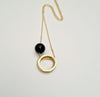 Brass Circle And Onyx Necklace