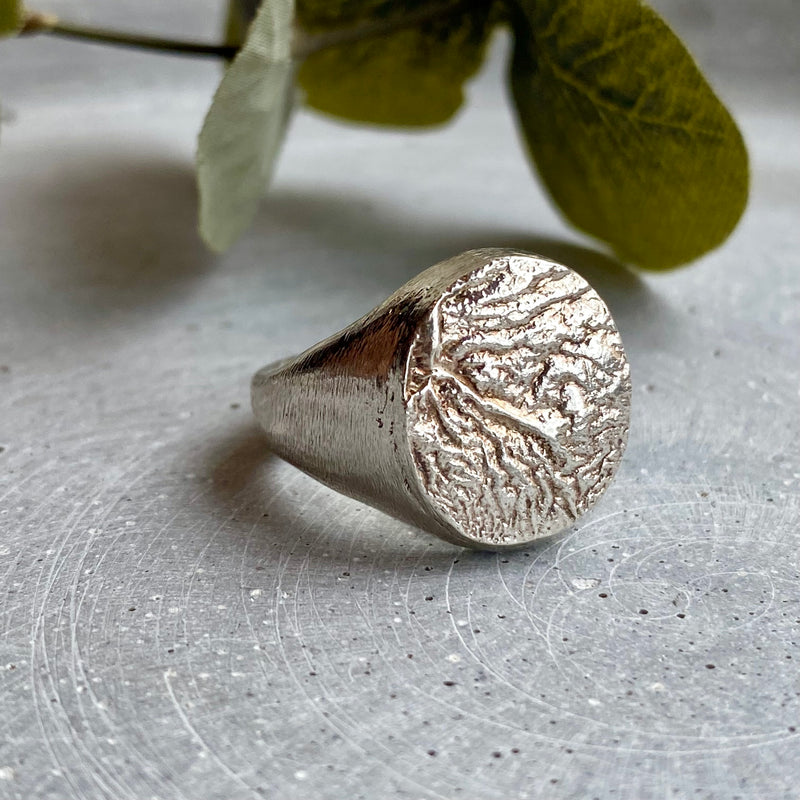 Large Signet Textured Ring