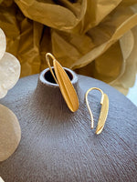 Chunky Medium Gold Leaf Hook Earrings