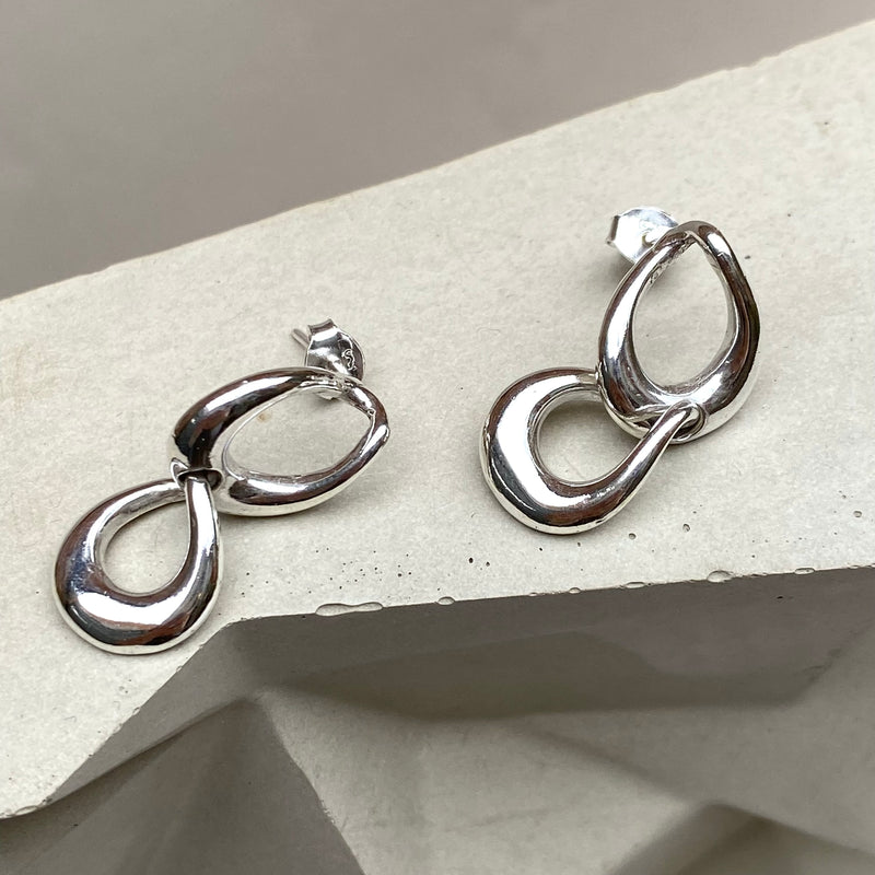 Silver Interlinking Earrings