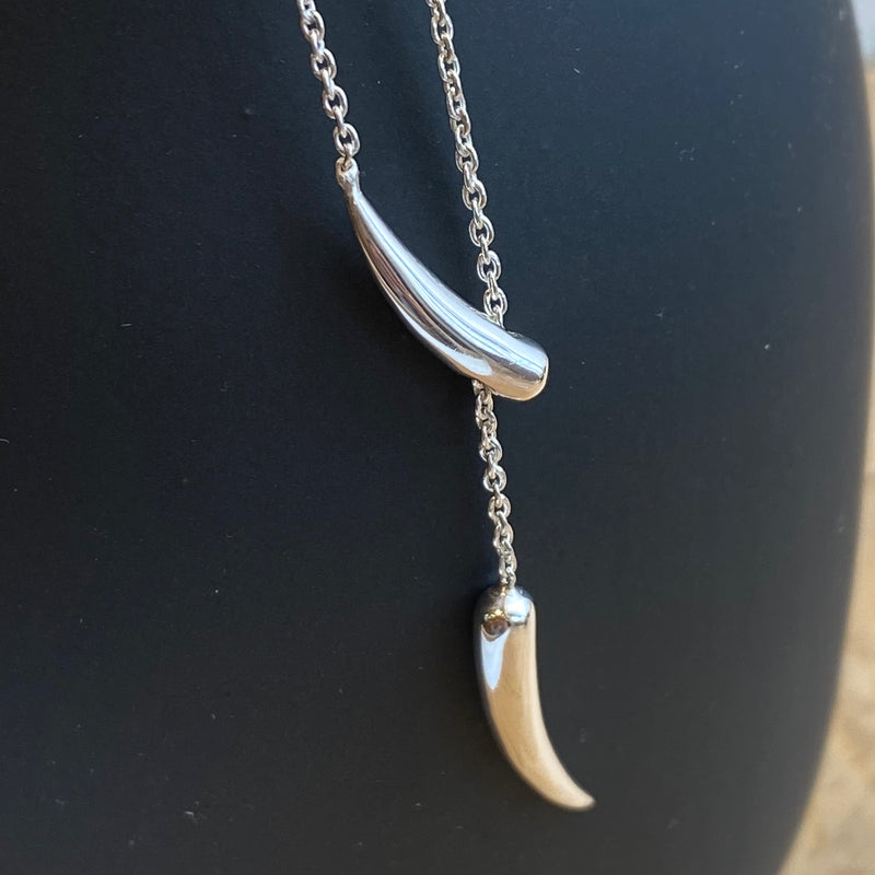 Thorn Lariat Silver Necklace
