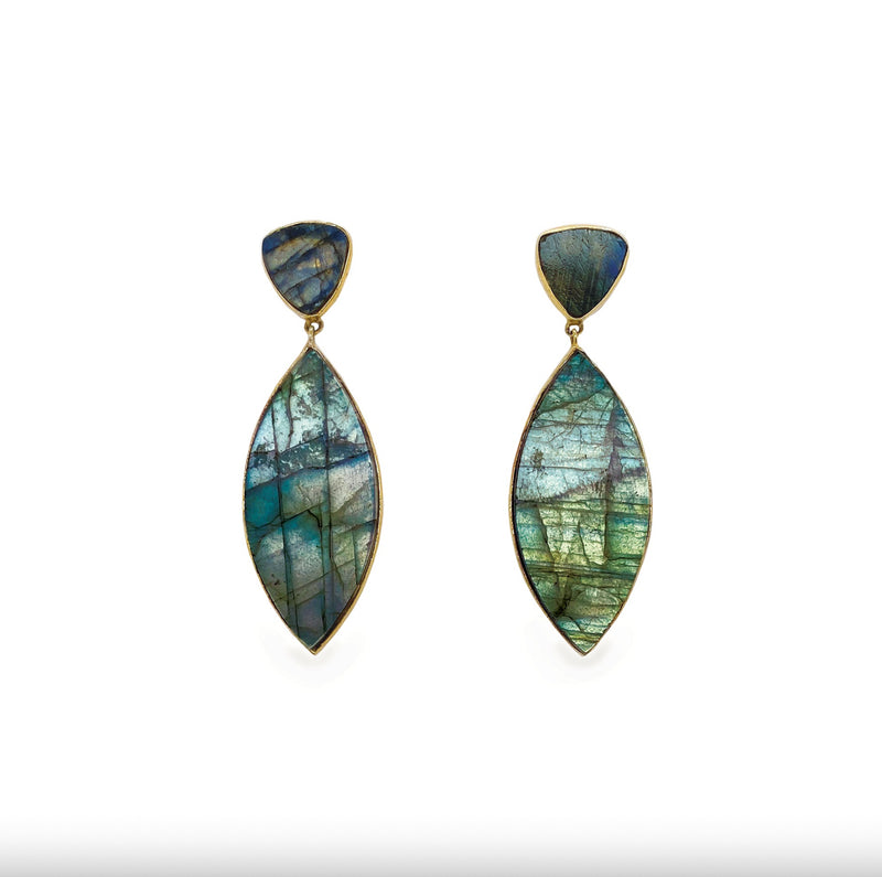 PALM LABRADORITE MARQUISE EARRINGS