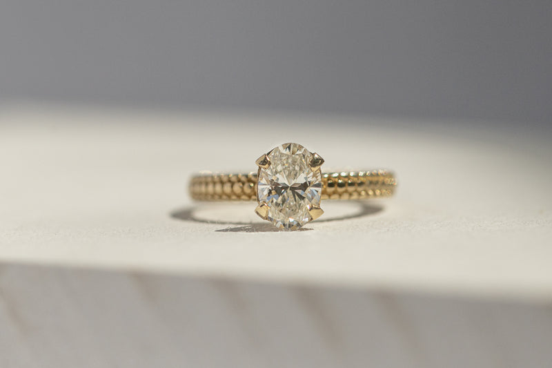 Claw Set Dotty Band with 1ct  Oval LAB diamond