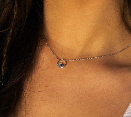 Dainty Silver Topaz Cluster Necklace- Leila